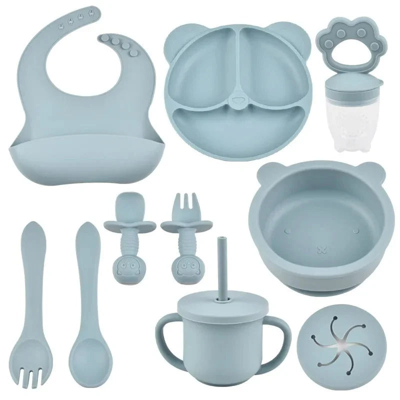 BabyMealKit™ – Coffret repas bébé silicone complet et évo… - présentation des coloris disponibles