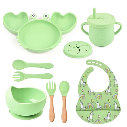 Coffret repas bébé | CrabeMiam™ - détail accessoires inclus