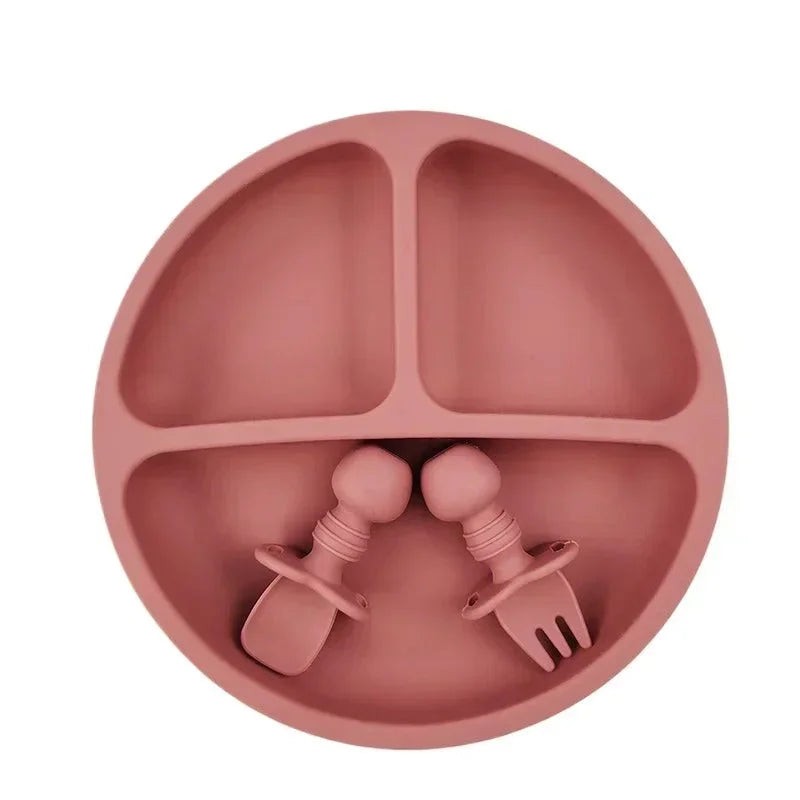 Assiette bébé ventouse | VentouBaby Trio™ - vue packaging et dimensions
