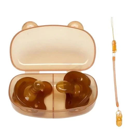 PacifiBox™ – Duo de Tétines Bébé avec boîte hygiénique & attache