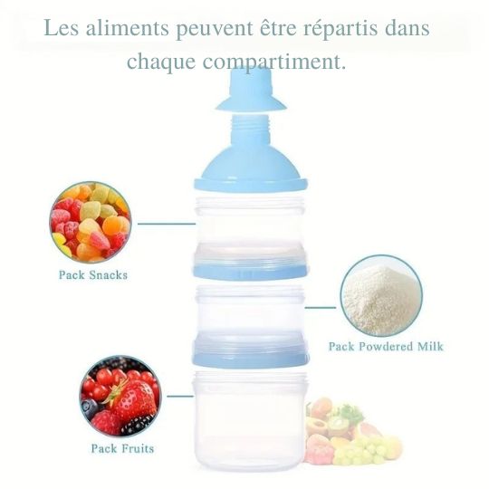 Boîte doseuse lait DoseaStack™ – 4 compartiments empilables & bec verseur propre