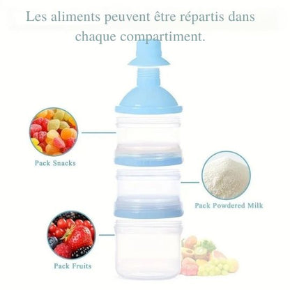 Boîte doseuse lait DoseaStack™ – 4 compartiments empilables & bec verseur propre