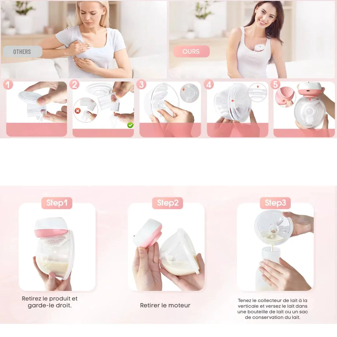 FreeFlow Mamma™ – Tire-lait électrique mains libres, disc… - vue packaging et dimensions