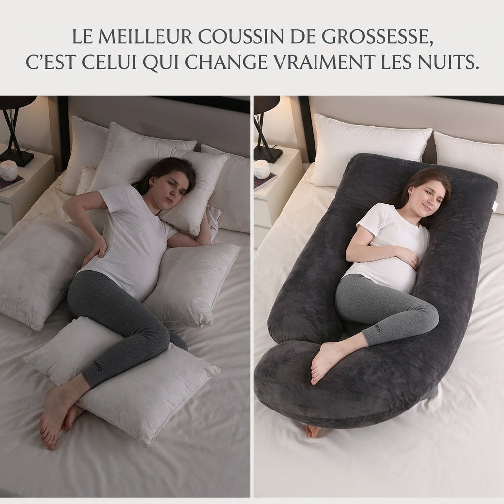 Meilleur coussin de grossesse | VelourNid™ — Grand U & nuit sereine