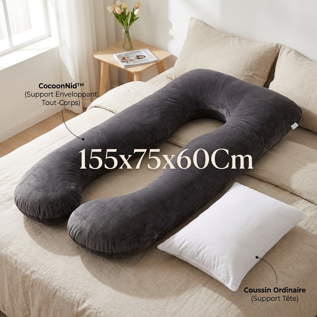 Meilleur coussin de grossesse | VelourNid™ — Grand U & nuit sereine