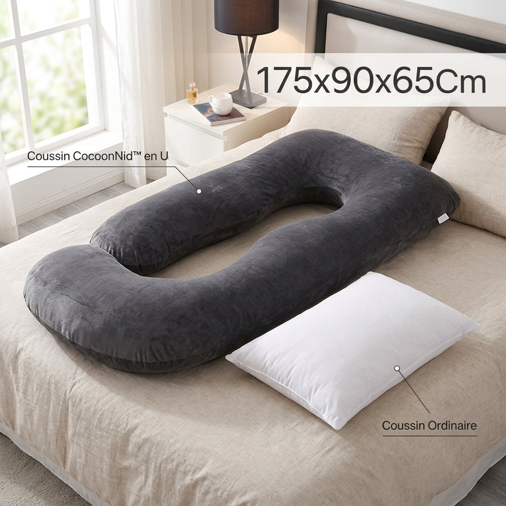 Meilleur coussin de grossesse | VelourNid™ — Grand U & nuit sereine