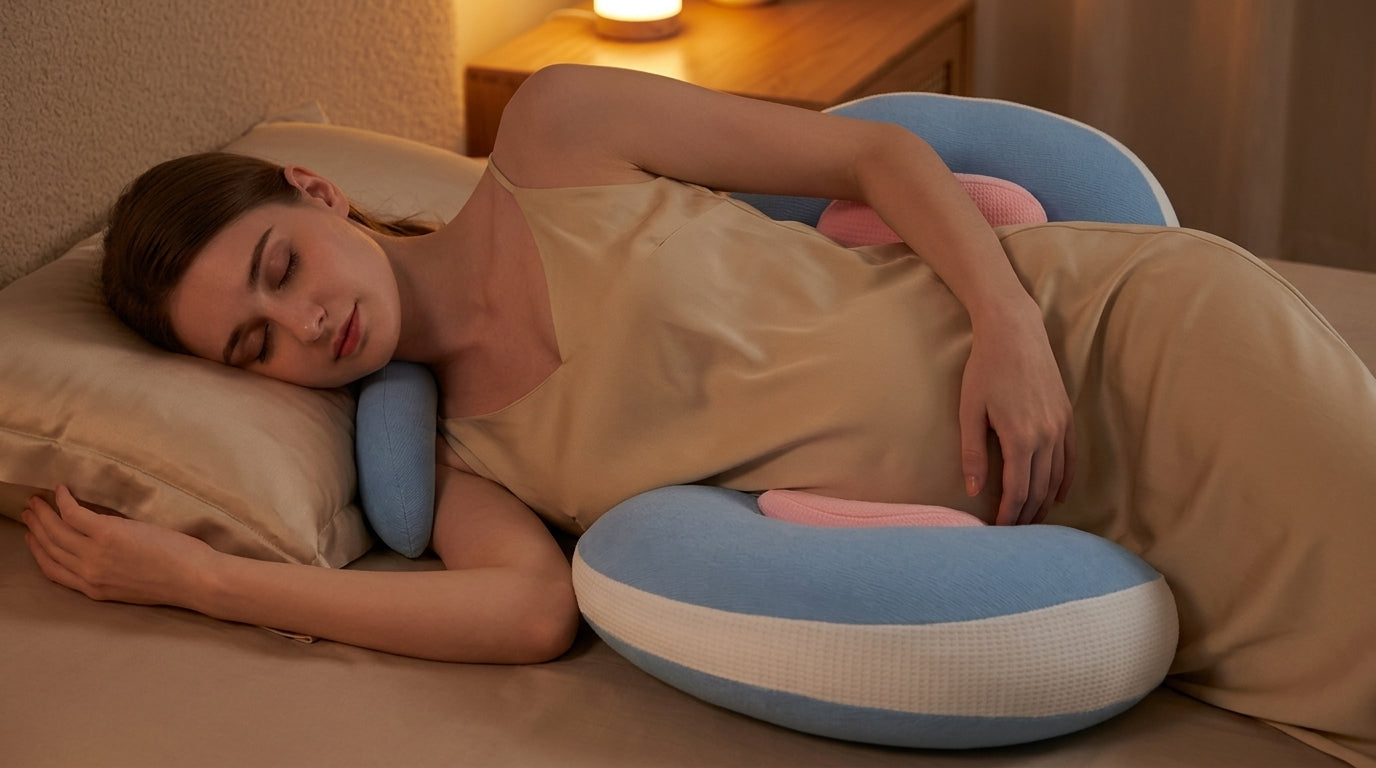Coussin de grossesse pour dormir | SomniNid™ — compact & apaisant