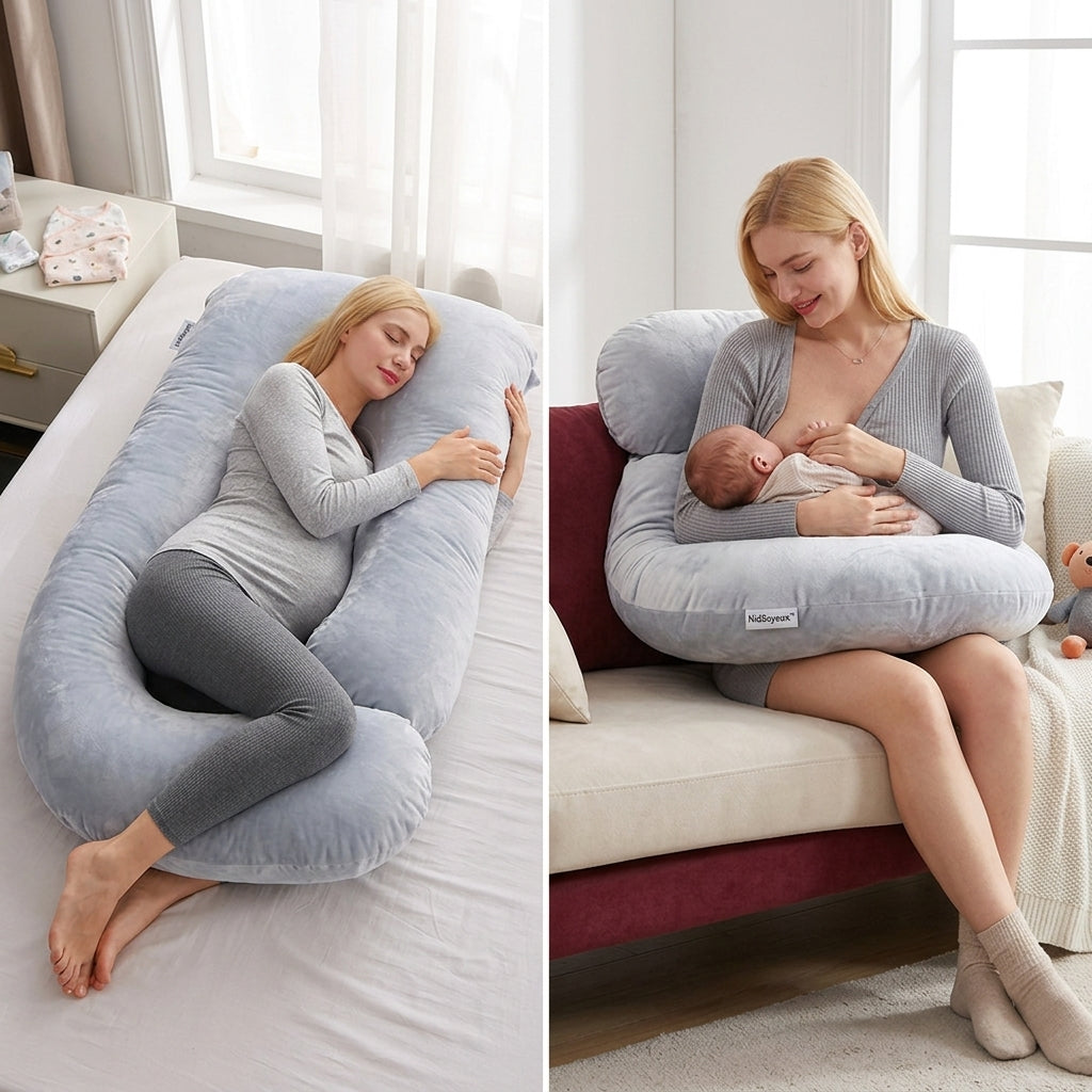 Coussin allaitement grossesse | NidSoyeux™ — Grand U & soin continu