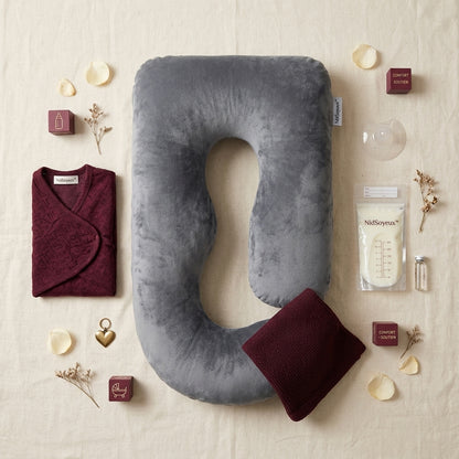 Coussin allaitement grossesse | NidSoyeux™ — Grand U & soin continu