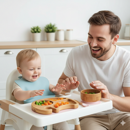 ElephaaBowl™ – Assiette pour bébé en bambou à ventouse antidérapante