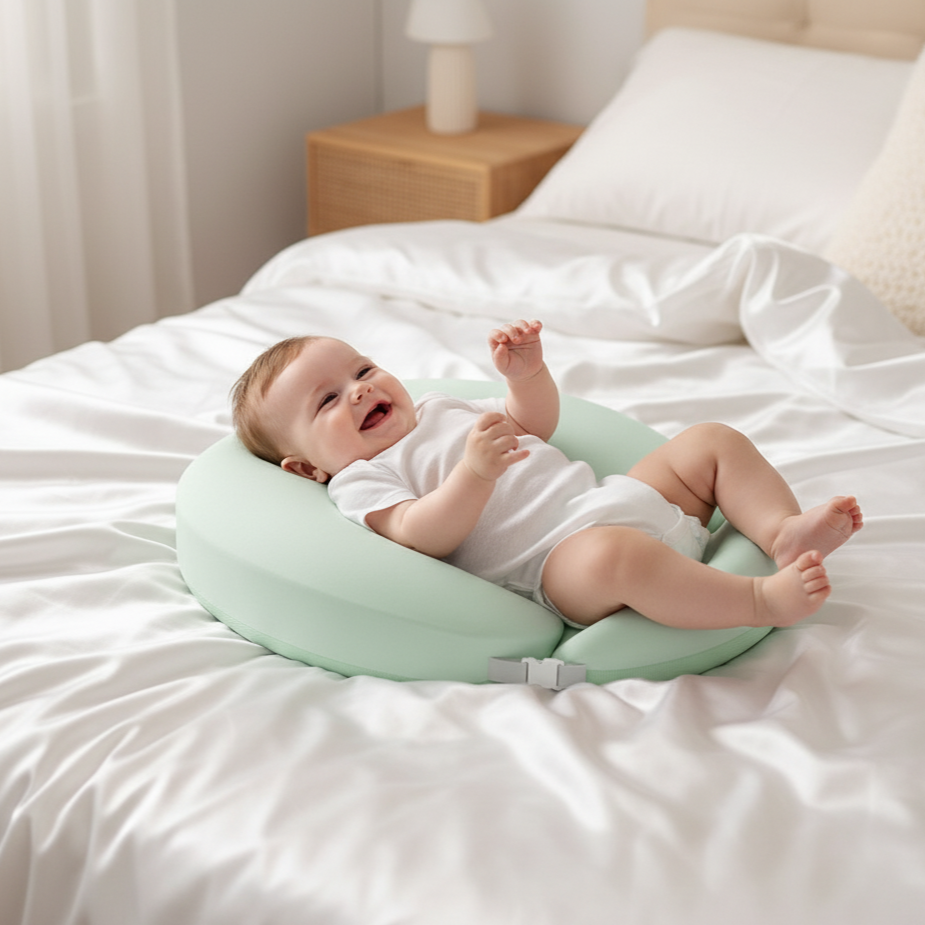Coussin pour nouveau-né BébéNid™ – Allaitement, anti-reflux & confort évolutif