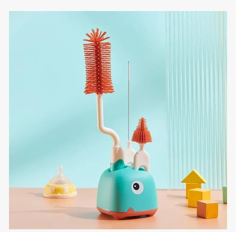 CleanWhale™ – Goupillon en silicone 3-en-1 avec base égouttoir