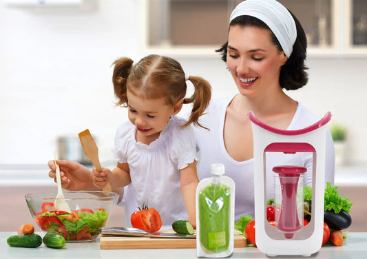 Squeeze&Go Press™ – La station propre & futée pour les purées maison