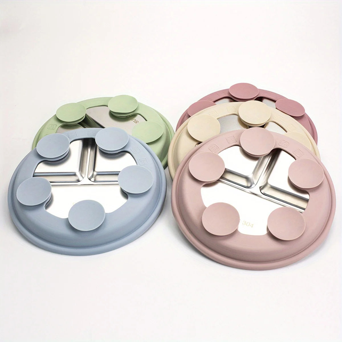 SteelBite Duo™ – Assiette inox bébé ventouse & compartiments