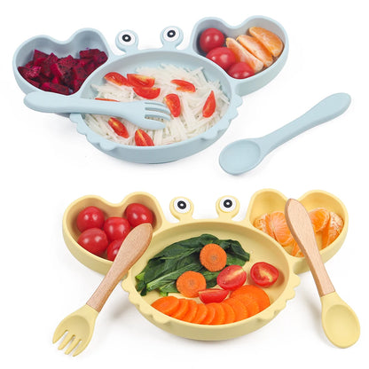 CrabeMiam™ – Coffret repas bébé silicone 9 pièces
