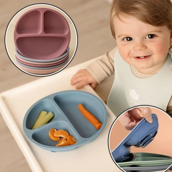 Assiette bébé ventouse | VentouBaby Trio™ - vue principale — allaitement et repas bébé serein