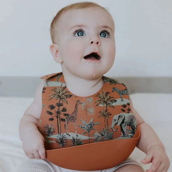 SafariCatch Bib™ – bavoir bébé silicone récupérateur & réglable