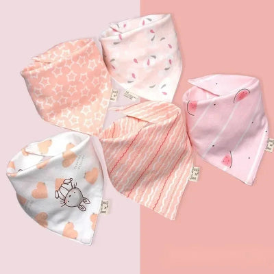 Lot de bavoirs bandana en coton avec motifs étoiles et roses