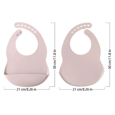 Dimensions du bavoir bébé imperméable en silicone PocketDuo avec poche récupératrice