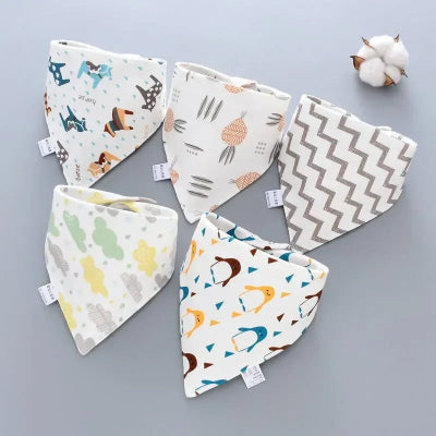 Lot de bavoirs bandana bébé avec motifs animaux et nuages