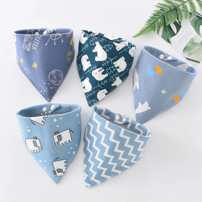 Lot de bavoirs bandana en coton avec motifs animaux et formes géométriques