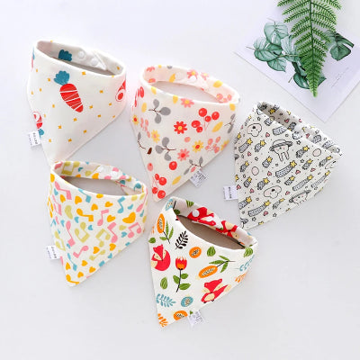 Lot de bavoirs bandana multicolores en coton doux