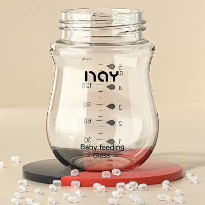 Biberon en verre à large ouverture 5 cm, facile à nettoyer et durable pour l’allaitement mixte
