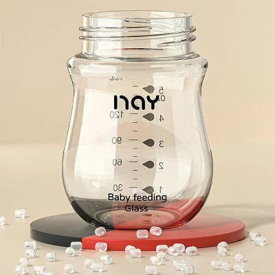 Biberon en verre à large ouverture 5 cm, facile à nettoyer et durable pour l’allaitement mixte