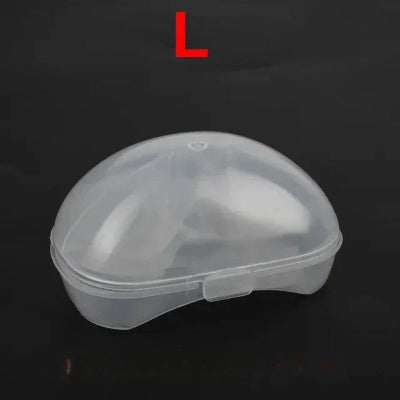 Boîte transparente contenant deux bouts de seins taille L, en silicone médical, pour allaitement apaisé.