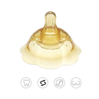 Bout de seins style pétale en silicone souple, léger, et anti-écrasement, idéal pour préserver la forme du mamelon pendant la tétée.