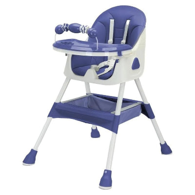 Coussin Allaitement pour Bébé en coloris bleu océan sur chaise haute évolutive avec assise confortable et jouet amovible.