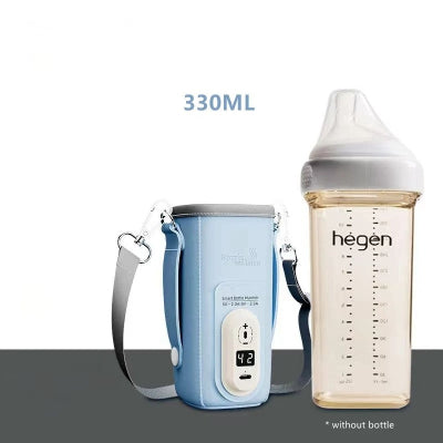 Chauffe-biberon nomade 330 ml bleu compatible avec biberon Hegen, idéal pour maintenir le lait bébé à température parfaite en déplacement