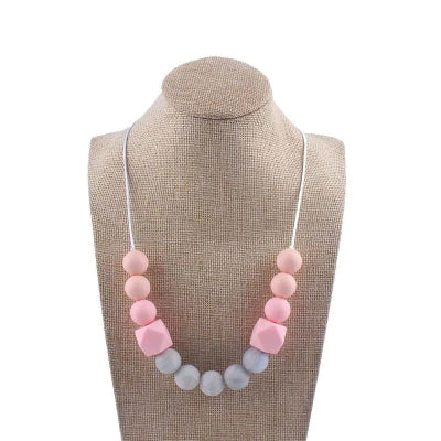 Collier d’allaitement rose pastel en silicone, accessoire chic et sûr pour les jeunes mamans, soulageant les douleurs dentaires de bébé
