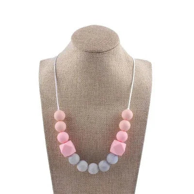 Collier d’allaitement rose pastel en silicone, accessoire chic et sûr pour les jeunes mamans, soulageant les douleurs dentaires de bébé