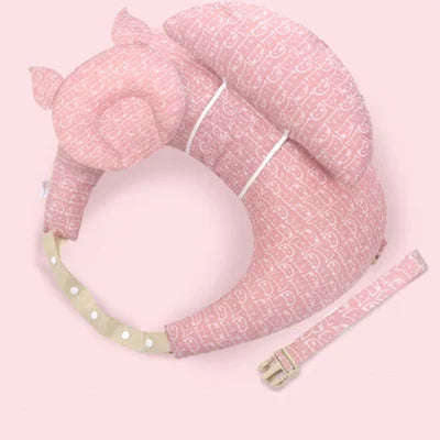 Coussin d’allaitement complet 3-en-1 rose avec oreiller pour bébé, support dorsal et sangle réglable pour un confort d’allaitement optimal à 15°.