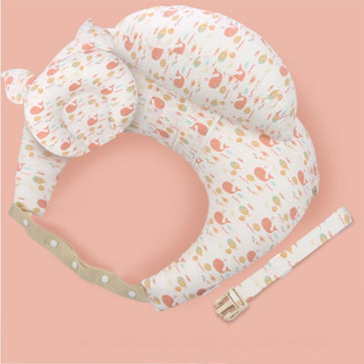 Coussin d’allaitement ergonomique motif baleine avec oreiller pour bébé et ceinture ajustable, idéal pour le maintien pendant l’allaitement et les siestes.