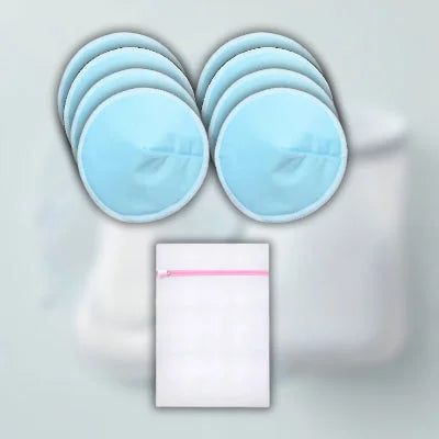 Pack de coussinets d'allaitement PurePastel™ en bleu pastel avec un sac de lavage, idéal pour une protection quotidienne élégante.