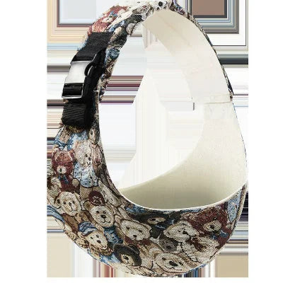 Écharpe de portage douce au motif oursons multicolores, idéale pour un portage ludique et affectif