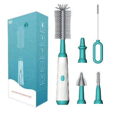 Goupillon électrique pour biberon couleur vert menthe avec têtes interchangeables