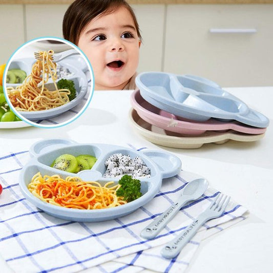 BearBento™ – Assiette bébé compartimentée avec couverts