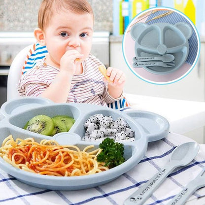 BearBento™ – Assiette bébé compartimentée avec couverts