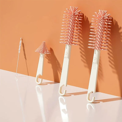 Ensemble de brosses ergonomiques en silicone du sèche biberon DryMimi™, parfait pour nettoyer tétines, biberons et pailles sans rayer.