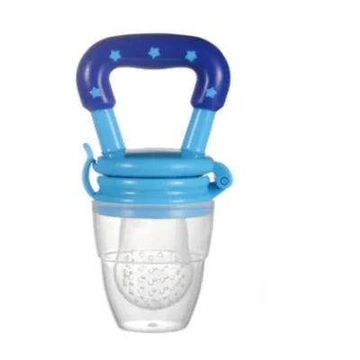 Tétine grignoteuse bébé bleue avec embout en silicone et poignée ergonomique