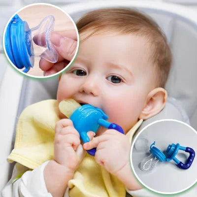 Tétine grignoteuse bébé avec embout en silicone et système anti-étouffement en détail