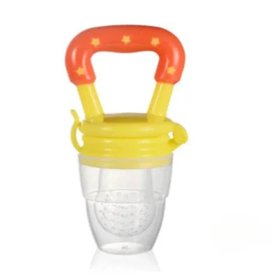 Tétine grignoteuse bébé jaune et orange avec embout en silicone alimentaire