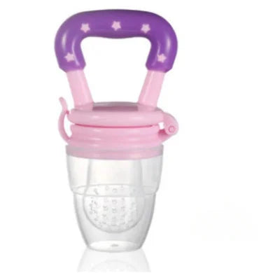 Tétine grignoteuse bébé rose et violette avec embout anti-étouffement