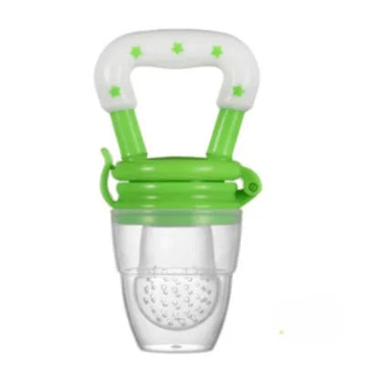 Tétine grignoteuse bébé verte avec embout en silicone alimentaire