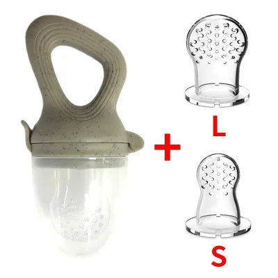 Tétine pour fruit grignoteuse bébé avec embouts S et L, coloris gris moucheté