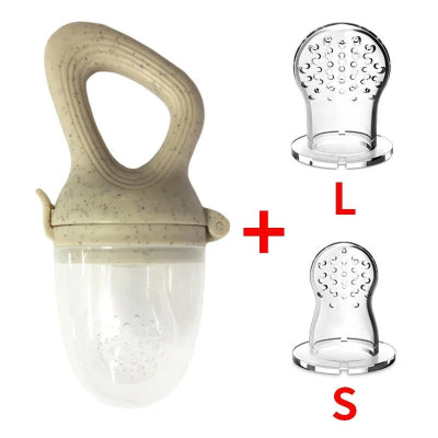 Tétine pour fruit grignoteuse bébé avec embouts S et L, coloris sable moucheté