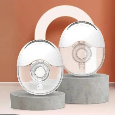 Deux tire-laits compacts présentés sur un socle, conçus pour offrir praticité et discrétion.